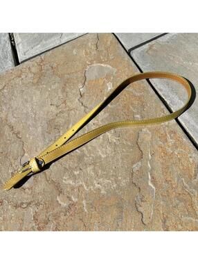 Vintage 80s Mustard Green Yellow Leather Belt Made in Italy